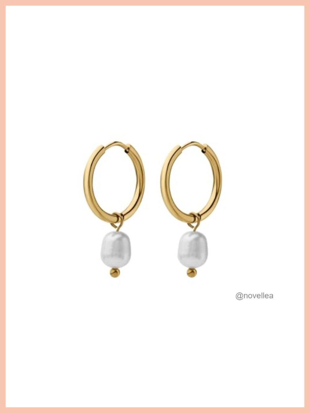 Kiera Pear Gold Hoop Earrings - Hypoallergenic Stainless Steel with Freshwater